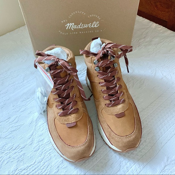 NEW Madewell High Top Kickoff Trainer Sneaker Suede Weathered Walnut Multi 6.5 7 - Picture 8 of 16